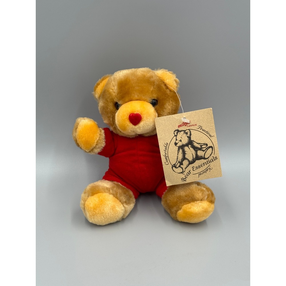 Milton Funwear Bear Essentials Plush Teddy Bear Red Heart Nose Jumpsuit 7" READ